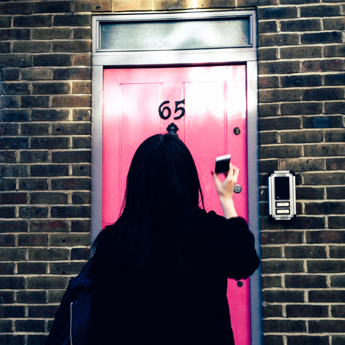 pink door street art